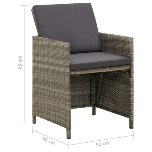 Garden Chairs with Cushions 4pcs Poly Rattan Grey - Image 8