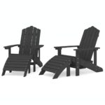 Garden Adirondack Chairs 2pcs with Footstools HDPE Anthracite