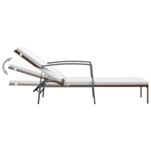 Sun Loungers 2pcs with Table Poly Rattan Brown - Image 8