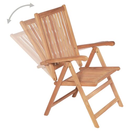Reclining Garden Chairs 4pcs Solid Teak Wood - Image 5