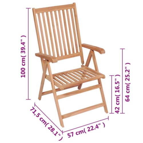 Reclining Garden Chairs 4pcs Solid Teak Wood - Image 8