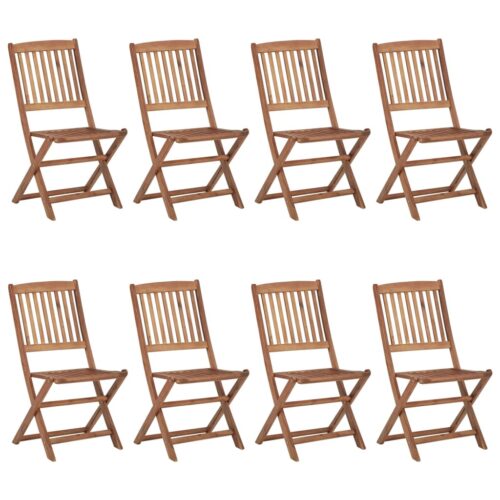 Folding Outdoor Chairs 8pcs Solid Acacia Wood - Image 8
