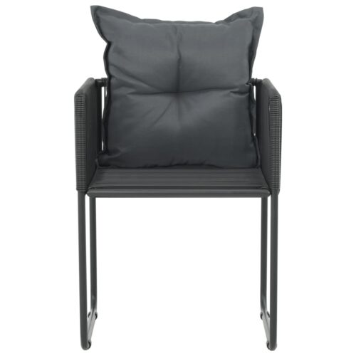 Outdoor Chairs 6pcs with Pillows Poly Rattan Black - Image 3