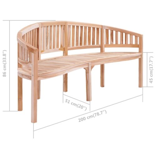 Banana Bench 200cm Solid Teak Wood - Image 7