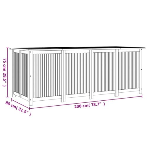 Garden Storage Box 200x80x75cm Solid Wood Acacia - Image 7