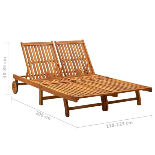 2-Person Garden Sun Lounger with Cushions Solid Acacia Wood - Image 6