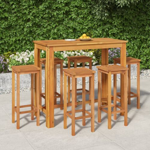 7-Piece Garden Bar Set Wood Timber Outdoor Patio Furniture Acacia - Image 2