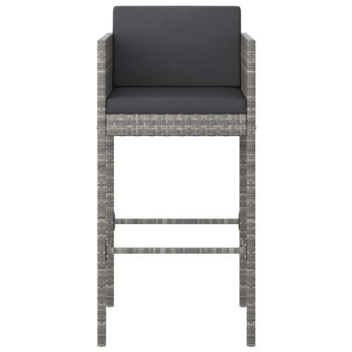 Bar Stools 4pcs with Cushions Grey Poly Rattan - Image 4