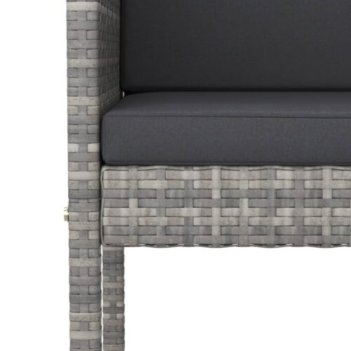 Bar Stools 4pcs with Cushions Grey Poly Rattan - Image 6