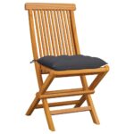 Garden Chairs with Anthracite Cushions 6pcs Solid Teak Wood