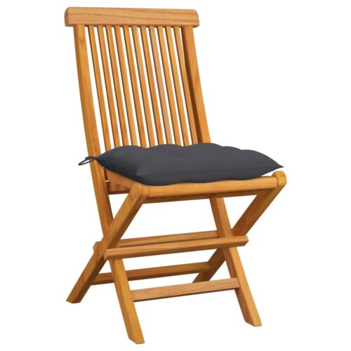 Garden Chairs with Anthracite Cushions 6pcs Solid Teak Wood