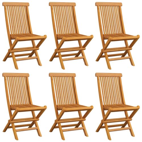 Garden Chairs with Anthracite Cushions 6pcs Solid Teak Wood - Image 4