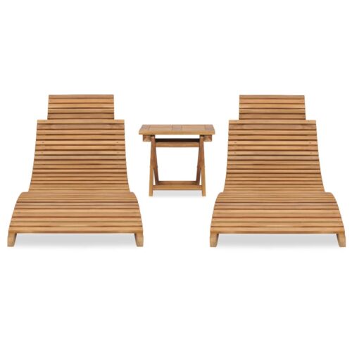 3-Piece Folding Garden Lounge Set Solid Teak Wood - Image 2
