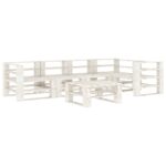 6-Piece Garden Pallet Lounge Set Wood White Outdoor Patio Furniture