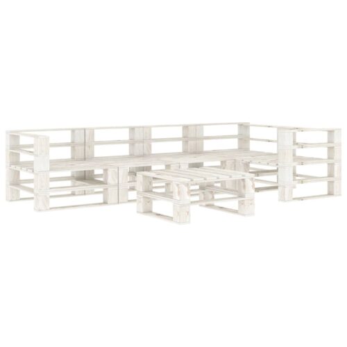 6-Piece Garden Pallet Lounge Set Wood White Outdoor Patio Furniture