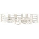 6-Piece Garden Pallet Lounge Set Wood White Outdoor Patio Furniture