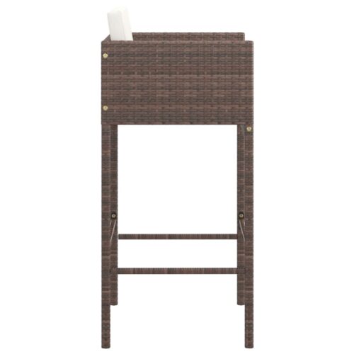 Bar Stools 4pcs with Cushions Brown Poly Rattan - Image 5
