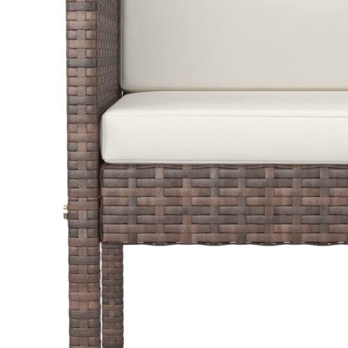 Bar Stools 4pcs with Cushions Brown Poly Rattan - Image 6