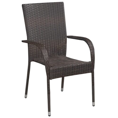 Stackable Outdoor Chairs 6pcs Poly Rattan Brown