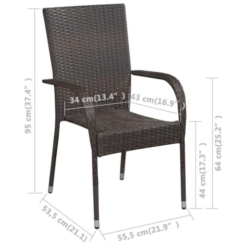 Stackable Outdoor Chairs 6pcs Poly Rattan Brown - Image 6