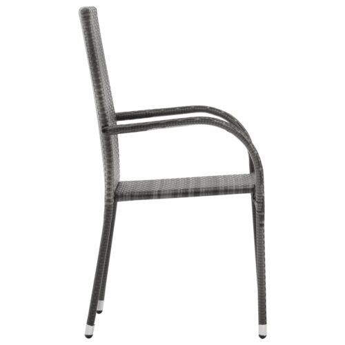 Stackable Outdoor Chairs 6pcs Grey Poly Rattan - Image 5