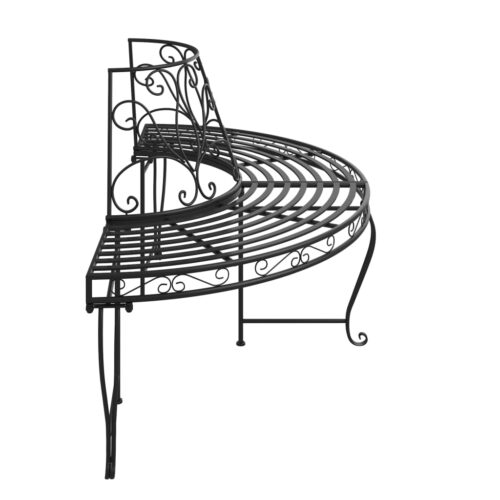 Half Round Tree Bench 2pcs 160cm Black Steel - Image 4