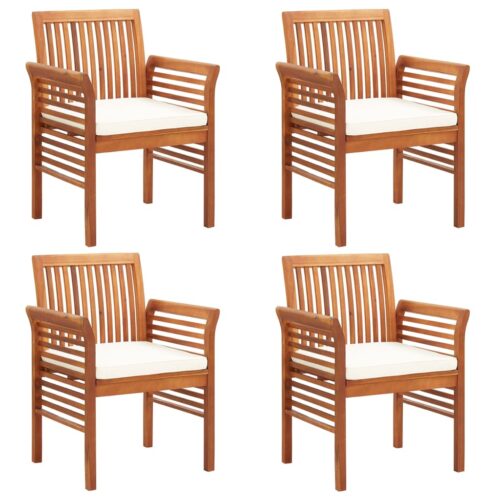 Garden Dining Chairs with Cushions 4pcs Solid Wood Acacia - Image 8