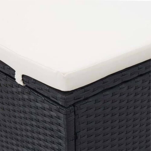 2-Person Sunbed with Cushion Poly Rattan Black - Image 7