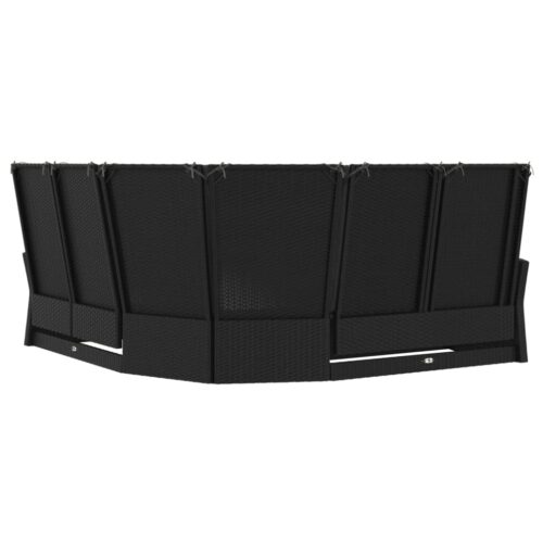 Reclining Corner Sofa with Cushions Black Poly Rattan Wicker Outdoor Patio Furniture - Image 4