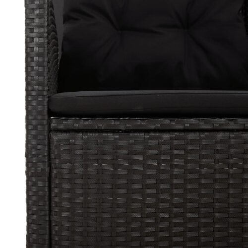 Reclining Corner Sofa with Cushions Black Poly Rattan Wicker Outdoor Patio Furniture - Image 6