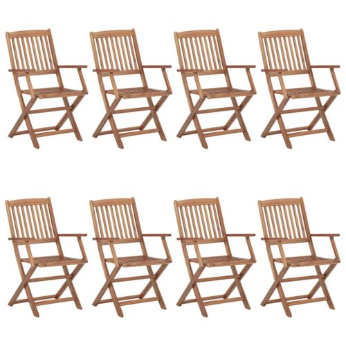 Folding Outdoor Chairs 8pcs Solid Acacia Wood