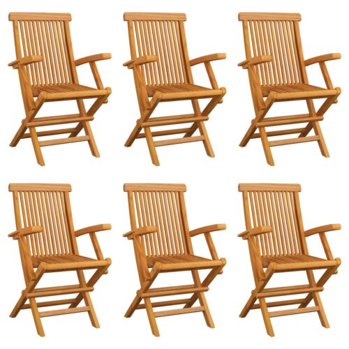 Folding Garden Chairs 6pcs Solid Teak Wood - Image 2