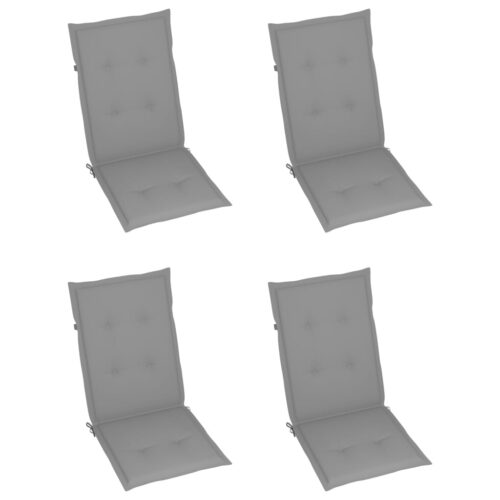Garden Chairs 4pcs with Grey Cushions Solid Teak Wood - Image 6