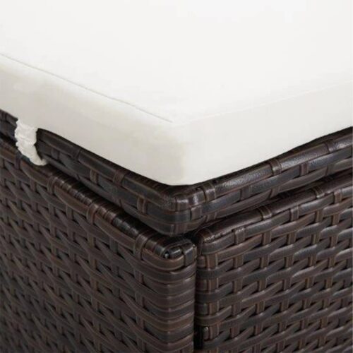 2-Person Sunbed with Cushion Poly Rattan Brown - Image 8