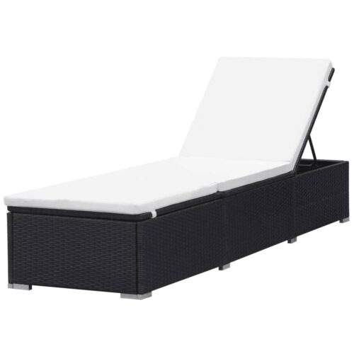 Sun Loungers with Cushions 2pcs Poly Rattan Black - Image 3