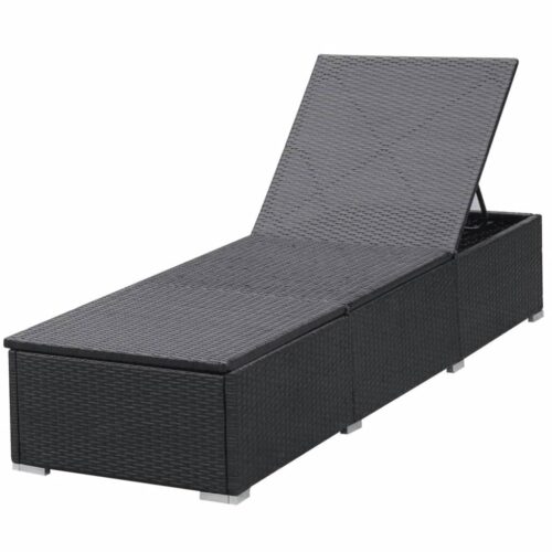 Sun Loungers with Cushions 2pcs Poly Rattan Black - Image 4