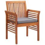 Garden Dining Chairs with Cushions 4pcs Solid Wood Acacia