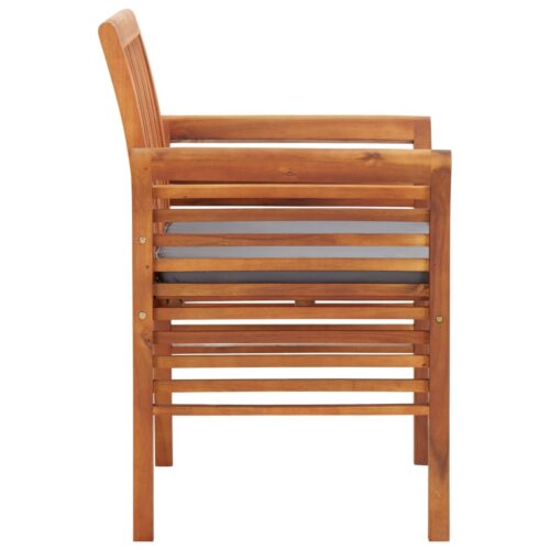 Garden Dining Chairs with Cushions 4pcs Solid Wood Acacia - Image 3