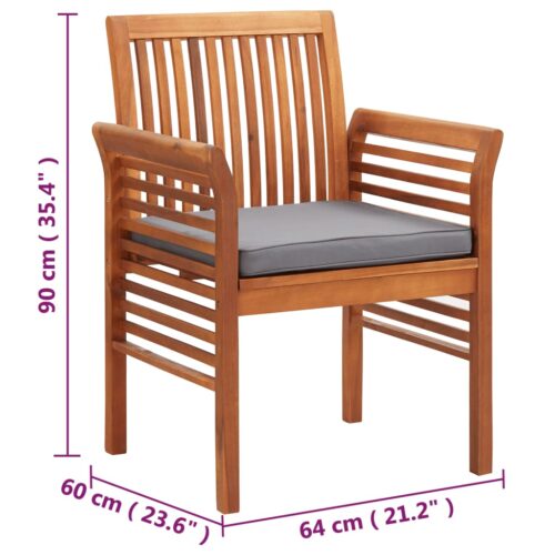 Garden Dining Chairs with Cushions 4pcs Solid Wood Acacia - Image 7