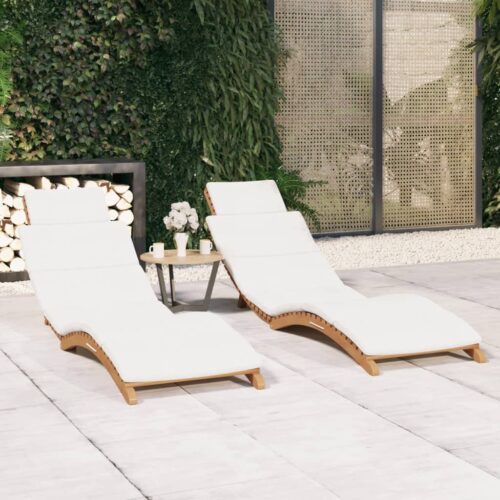 Sun Loungers 2pcs with Cushions Solid Wood Teak - Image 11