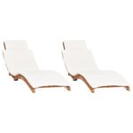 Sun Loungers 2pcs with Cushions Solid Wood Teak