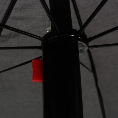 Outdoor Lounge Bed with Umbrella Poly Rattan Grey - Image 7