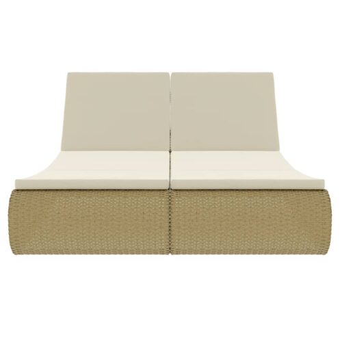 Outdoor Lounge Bed Poly Rattan Beige - Image 3