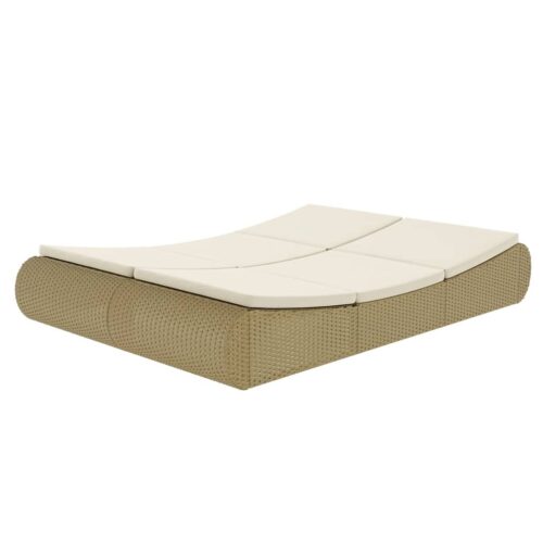 Outdoor Lounge Bed Poly Rattan Beige - Image 4