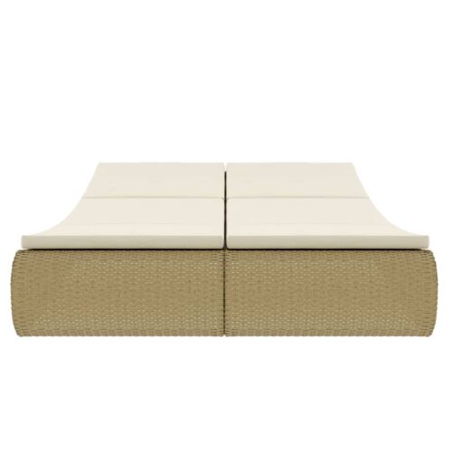 Outdoor Lounge Bed Poly Rattan Beige - Image 5