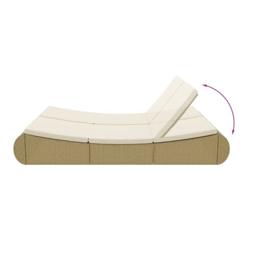 Outdoor Lounge Bed Poly Rattan Beige - Image 8
