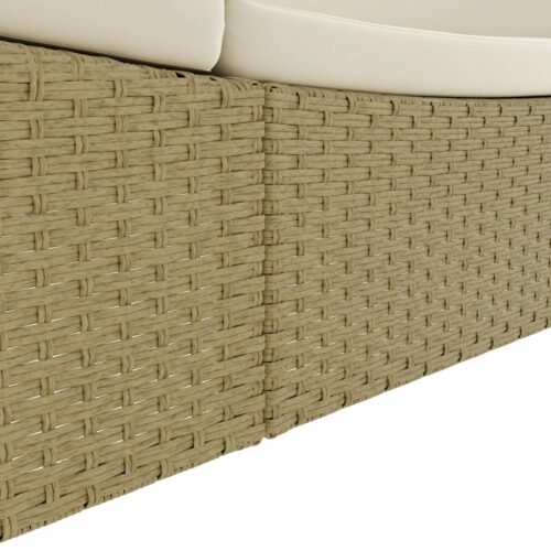 Outdoor Lounge Bed Poly Rattan Beige - Image 10