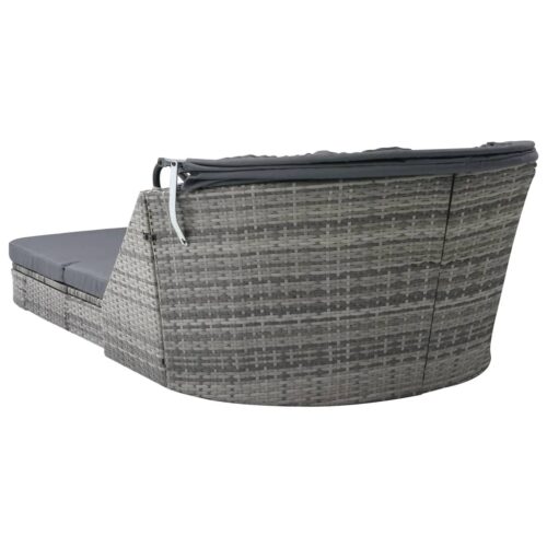 Sun Lounger with Canopy Poly Rattan Anthracite - Image 5