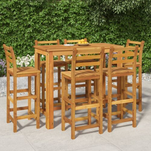 7-Piece Garden Bar Set Wood Timber Outdoor Patio Furniture Acacia - Image 10