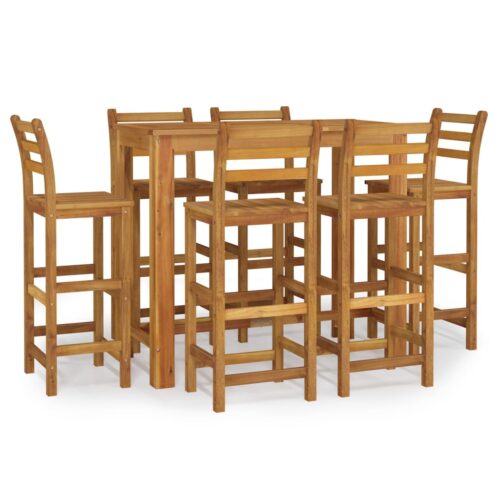 7-Piece Garden Bar Set Wood Timber Outdoor Patio Furniture Acacia